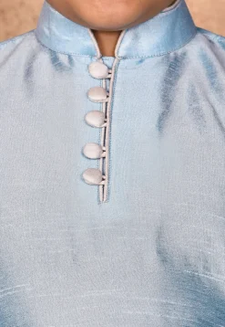 Solid Color Dupion Silk Kurta Set in Light Blue