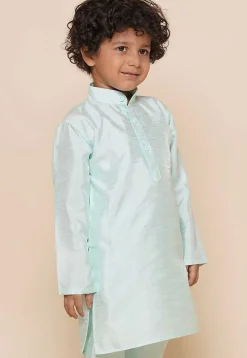 Solid Color Dupion Silk Kurta in Pastel Green