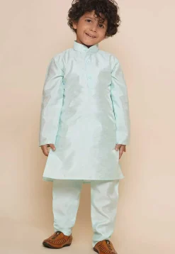 Solid Color Dupion Silk Kurta in Pastel Green