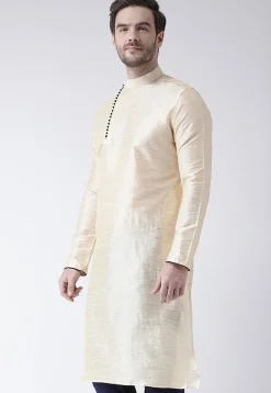 Solid Color Dupion Silk Kurta in Cream