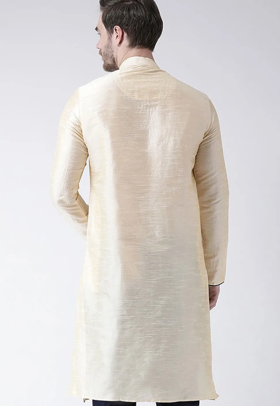 Solid Color Dupion Silk Kurta in Cream