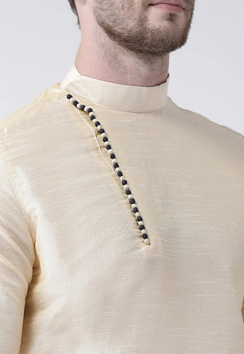 Solid Color Dupion Silk Kurta in Cream