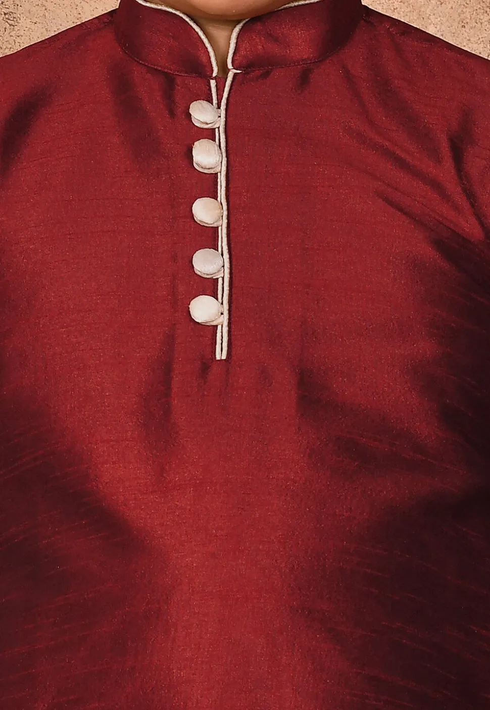 Solid Color Dupion Silk Kurta in Maroon