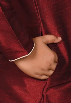 Solid Color Dupion Silk Kurta in Maroon