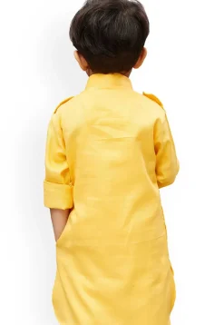 Solid Color Dupion Silk Kurta in Yellow