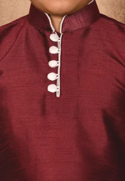 Solid Color Dupion Silk Kurta in Maroon