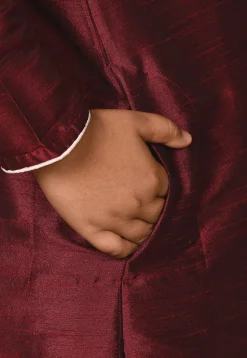 Solid Color Dupion Silk Kurta in Maroon