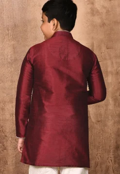 Solid Color Dupion Silk Kurta in Maroon