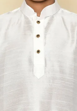 Solid Color Dupion Silk Kurta Set in Off White