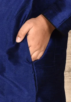 Solid Color Dupion Silk Kurta in Navy Blue