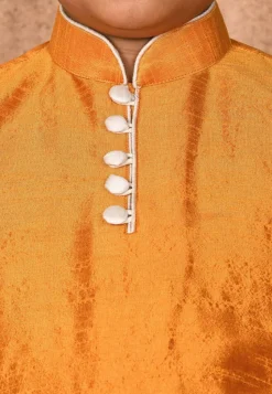 Solid Color Dupion Silk Kurta in Mustard