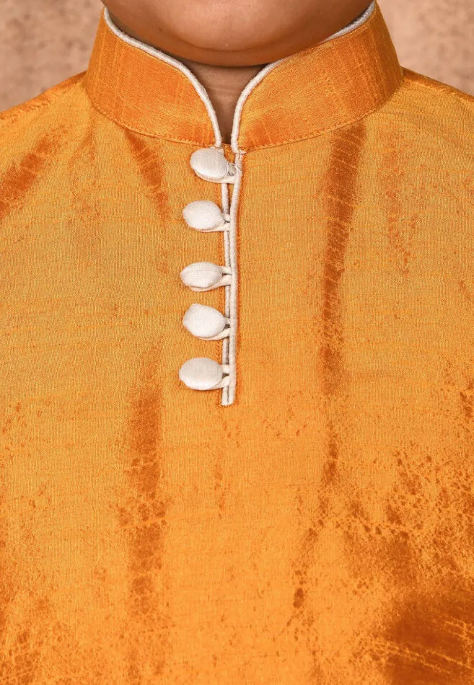 Solid Color Dupion Silk Kurta in Mustard