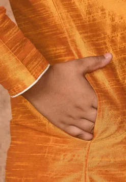 Solid Color Dupion Silk Kurta in Mustard