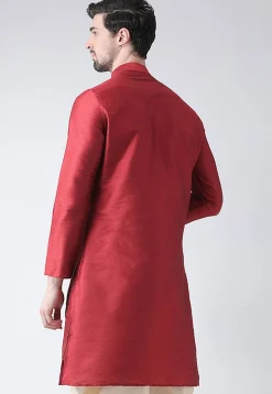 Solid Color Dupion Silk Kurta in Maroon