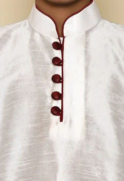Solid Color Dupion Silk Kurta in White