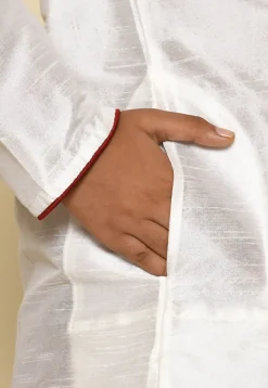 Solid Color Dupion Silk Kurta in White