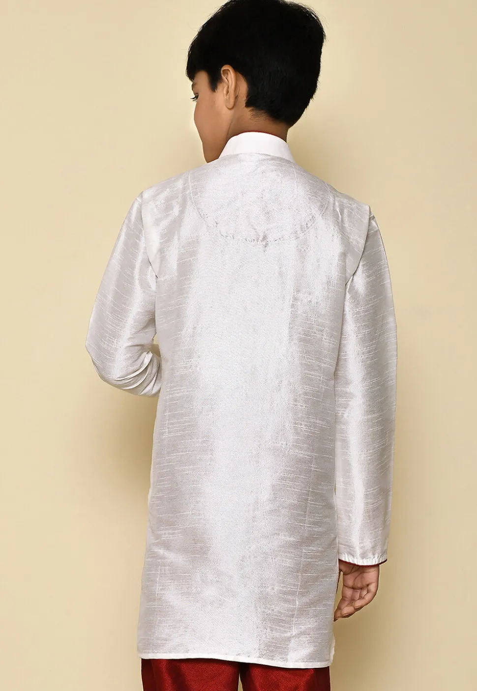Solid Color Dupion Silk Kurta in White