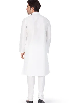 Solid Color Dupion Silk Kurta Set in Off White