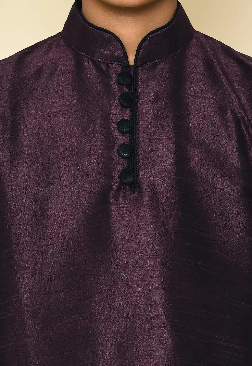 Solid Color Dupion Silk Kurta Set in Wine