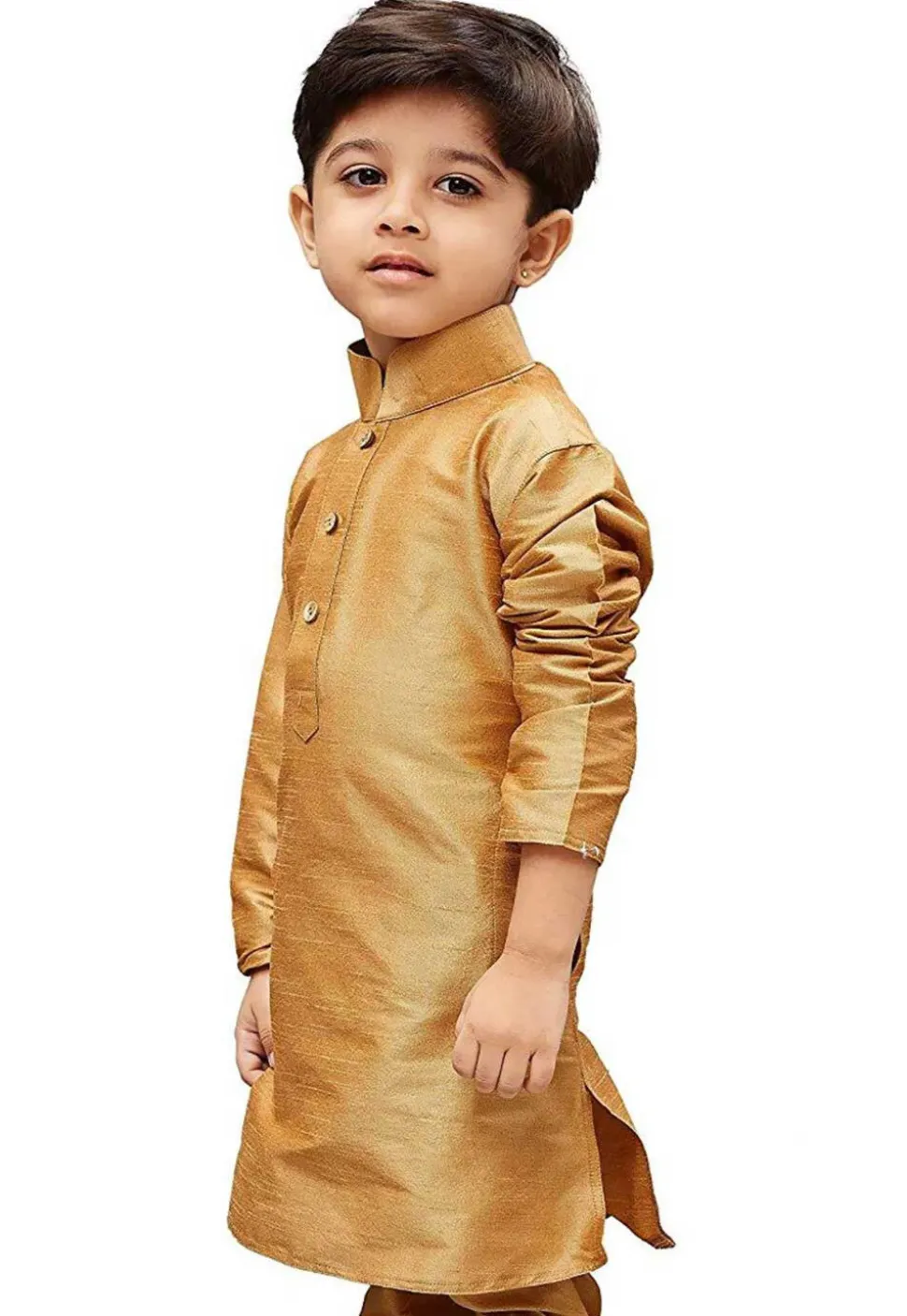 Solid Color Dupion Silk Kurta in Beige