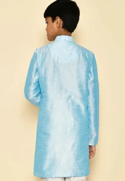 Solid Color Dupion Silk Kurta in Light Blue