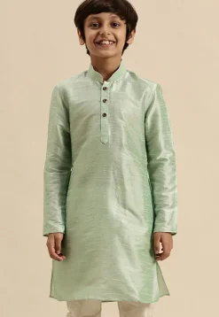 Solid Color Dupion Silk Kurta in Pastel Green
