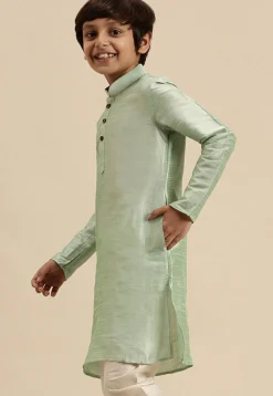 Solid Color Dupion Silk Kurta in Pastel Green