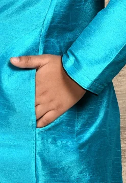 Solid Color Dupion Silk Kurta in Blue