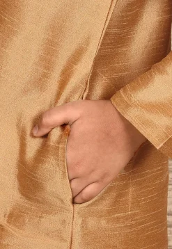 Solid Color Dupion Silk Kurta in Beige