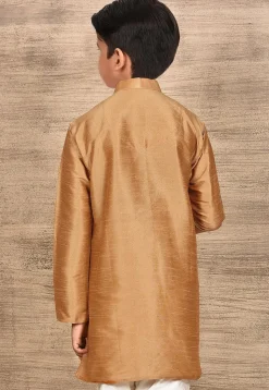 Solid Color Dupion Silk Kurta in Beige