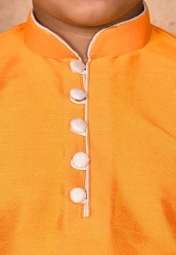Solid Color Dupion Silk Kurta Set in Mustard