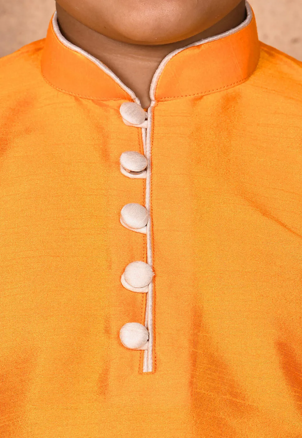Solid Color Dupion Silk Kurta Set in Mustard
