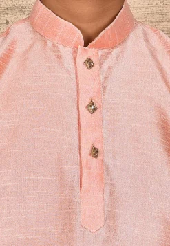 Solid Color Dupion Silk Kurta in Peach