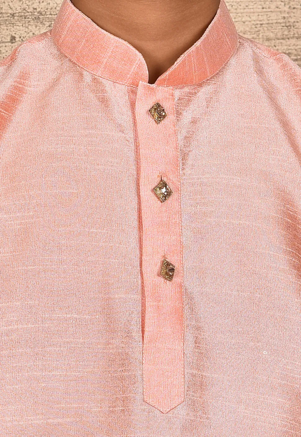 Solid Color Dupion Silk Kurta in Peach