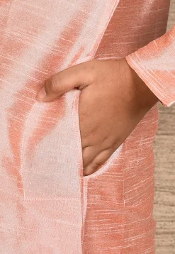 Solid Color Dupion Silk Kurta in Peach