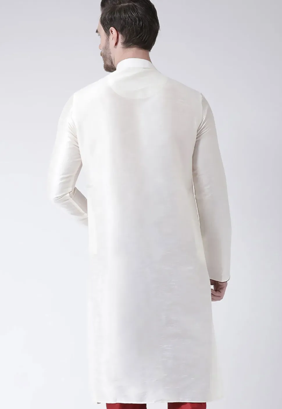 Solid Color Dupion Silk Kurta in White