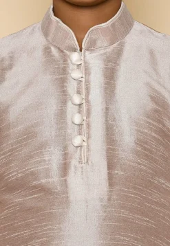 Solid Color Dupion Silk Kurta in Pastel Brown