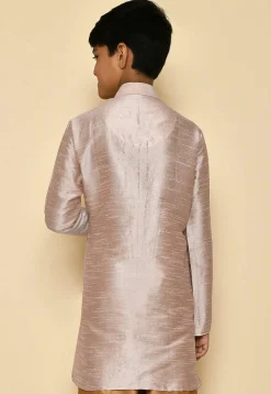 Solid Color Dupion Silk Kurta in Pastel Brown