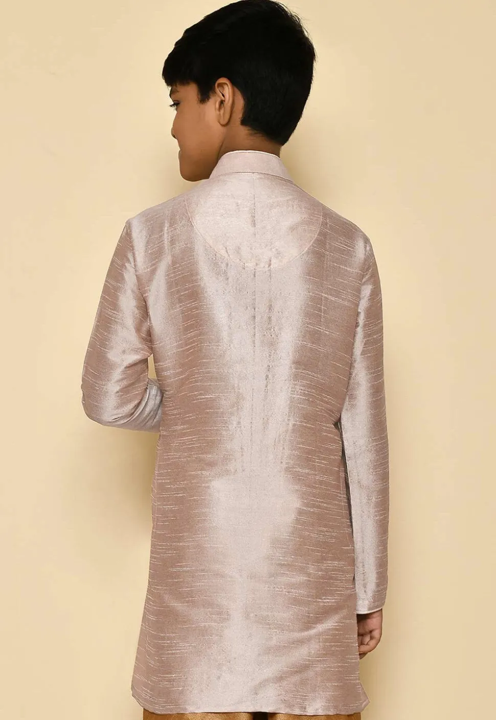 Solid Color Dupion Silk Kurta in Pastel Brown