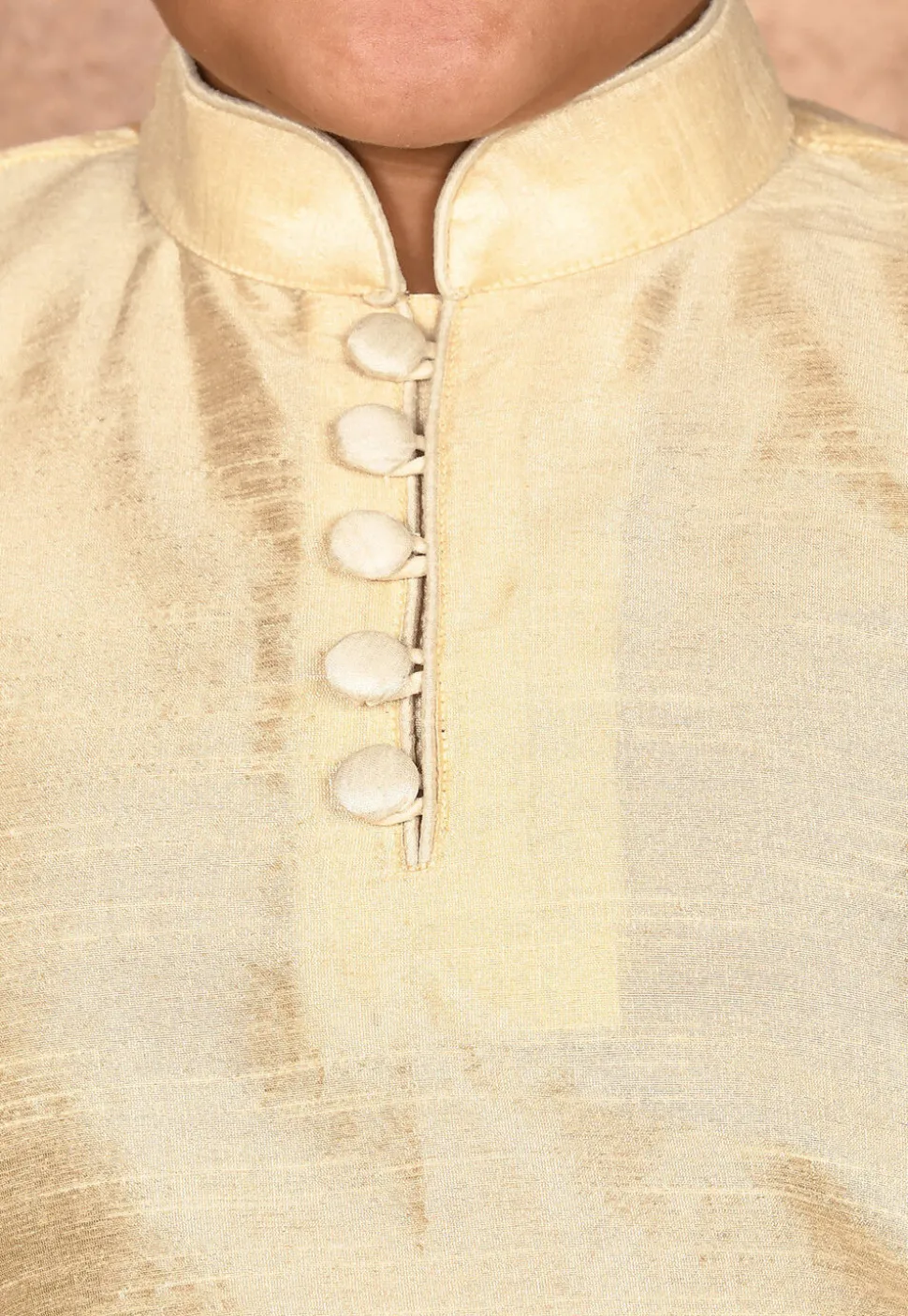 Solid Color Dupion Silk Kurta in Light Beige