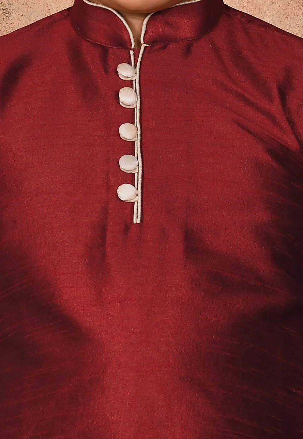 Solid Color Dupion Silk Kurta Set in Maroon