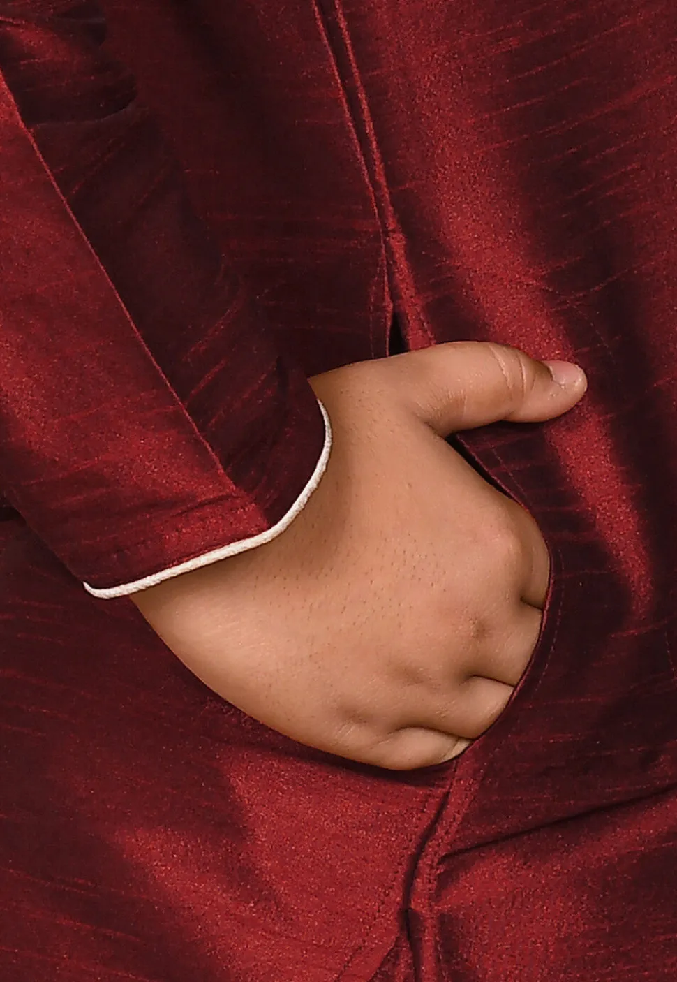 Solid Color Dupion Silk Kurta Set in Maroon