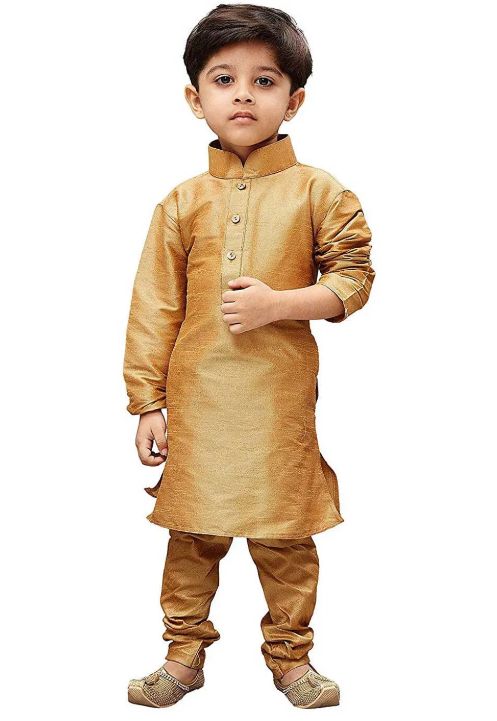 Solid Color Dupion Silk Kurta Set in Beige