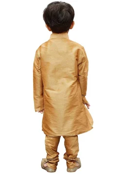 Solid Color Dupion Silk Kurta Set in Beige