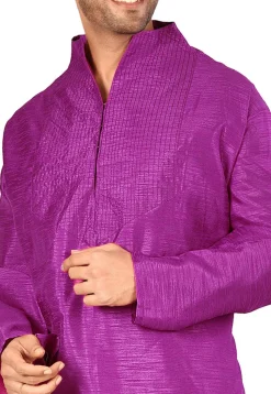 Solid Color Dupion Silk Kurta in Purple