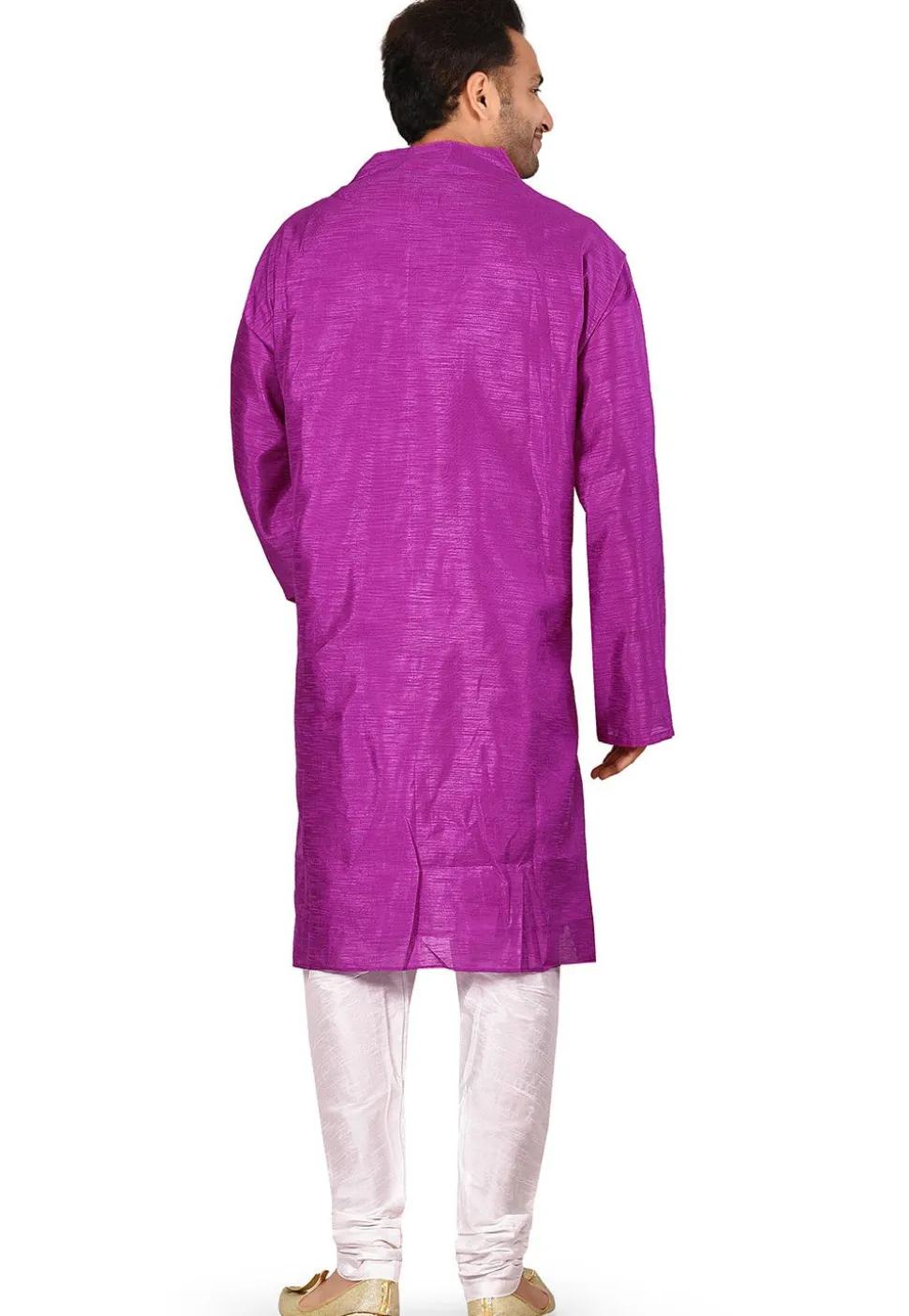 Solid Color Dupion Silk Kurta in Purple