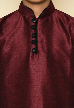 Solid Color Dupion Silk Kurta in Maroon