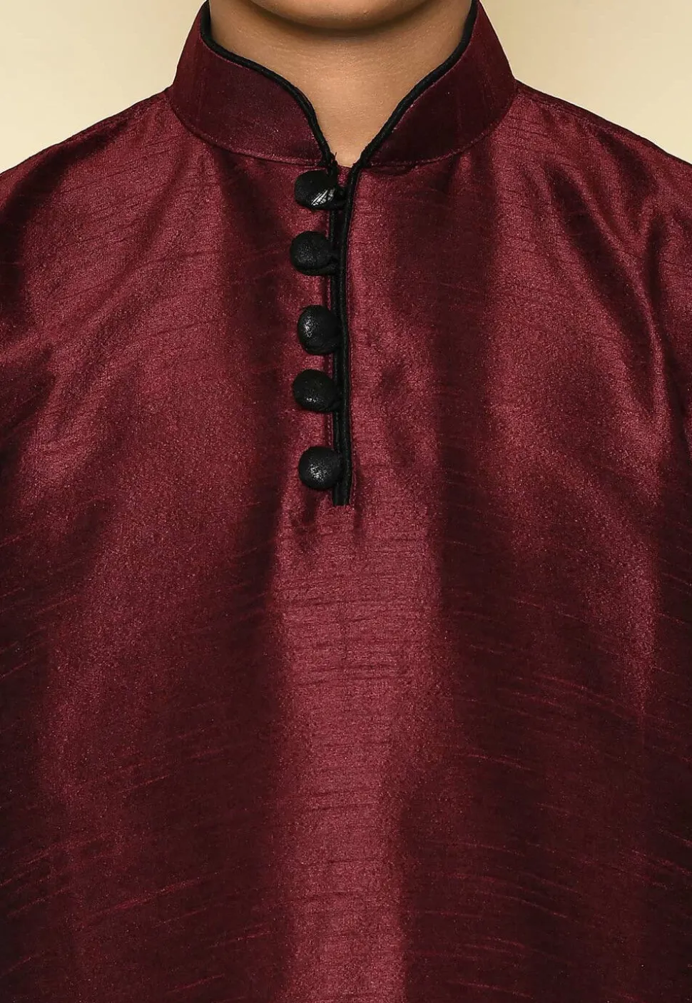 Solid Color Dupion Silk Kurta in Maroon