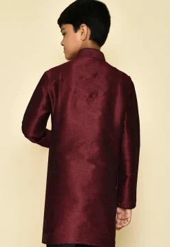 Solid Color Dupion Silk Kurta in Maroon