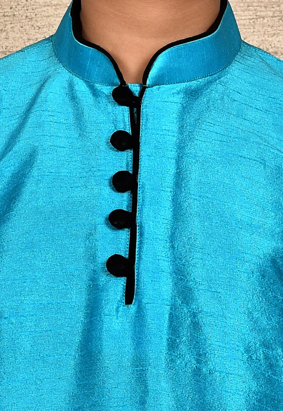 Solid Color Dupion Silk Kurta Set in Blue